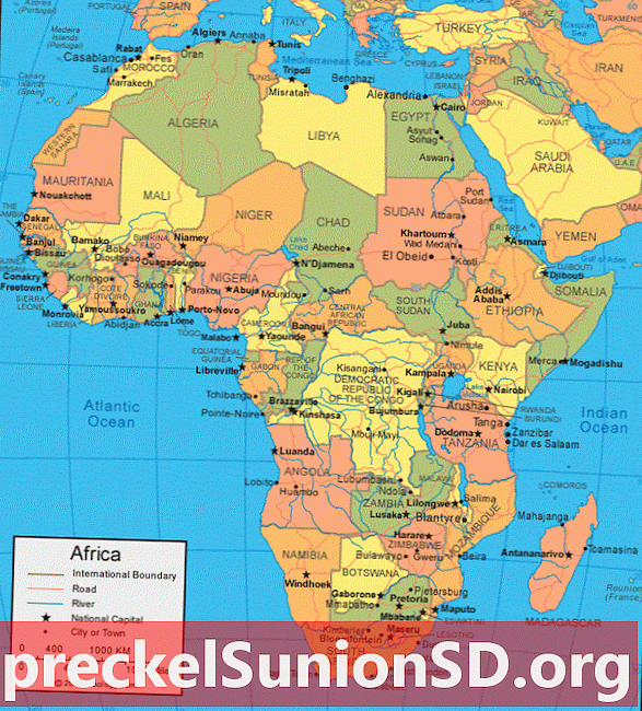 Afrikos žemėlapis ir palydovinis vaizdas