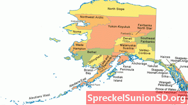 מפת העיר אלסקה עם ערי מושב העיר
