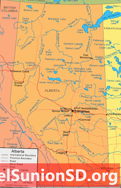Alberta karte - Alberta satelītattēls