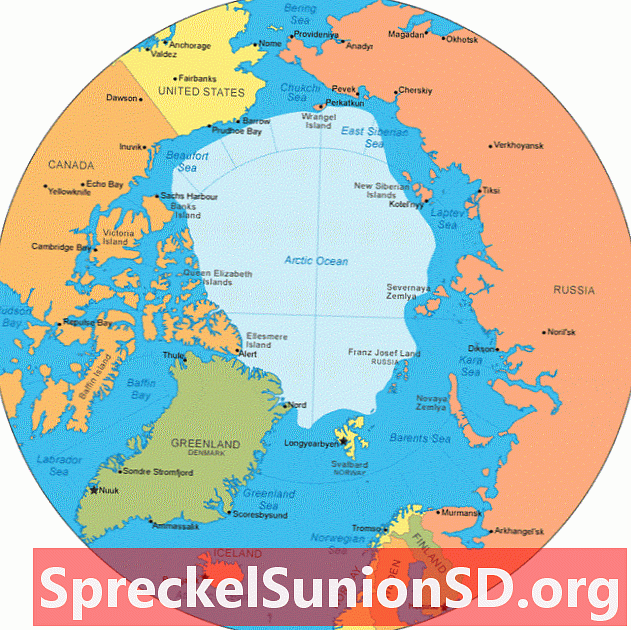 北冰洋地图和测深图