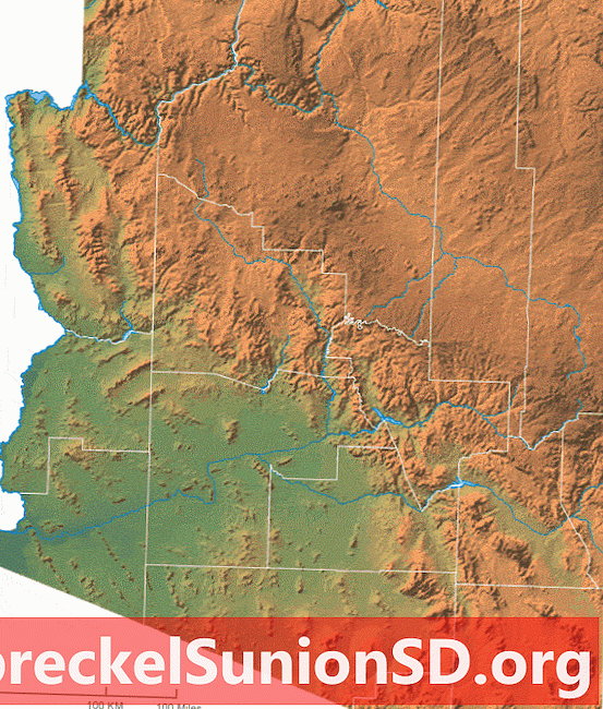 Fizični zemljevid Arizona