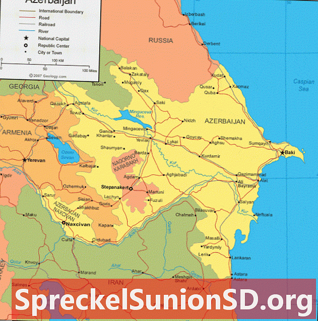 Карта и сателитски снимак Азербејџана