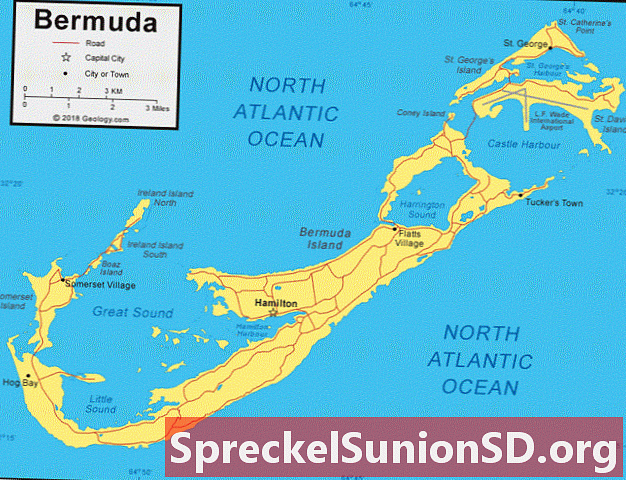 Карта на Бермудите и сателитно изображение