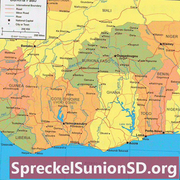 Burkina Faso kort og satellitbillede