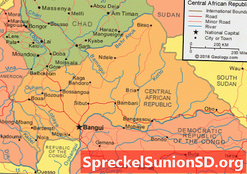 Χάρτης και δορυφορική εικόνα της Κεντροαφρικανικής Δημοκρατίας