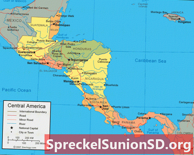 Mapa da América Central e imagem de satélite