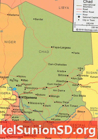 Čado žemėlapis ir palydovo vaizdas