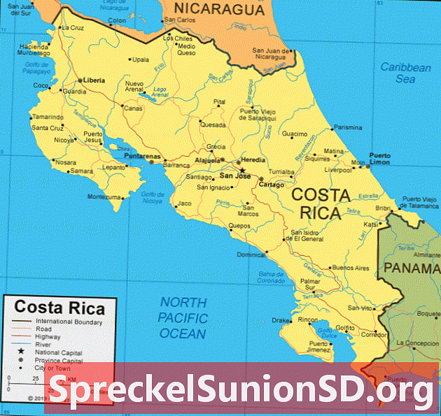 Costa Rican kartta ja satelliittikuva
