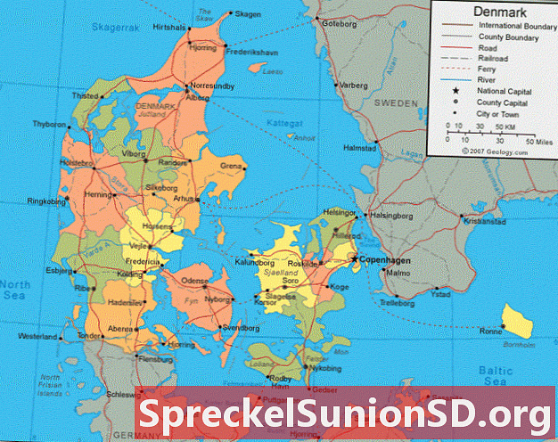 Danska zemljevid in satelitska slika