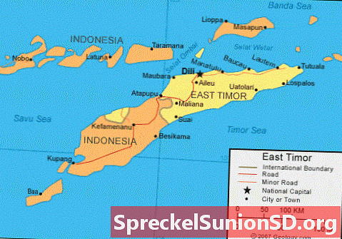 Mapa Východního Timoru a satelitní snímek