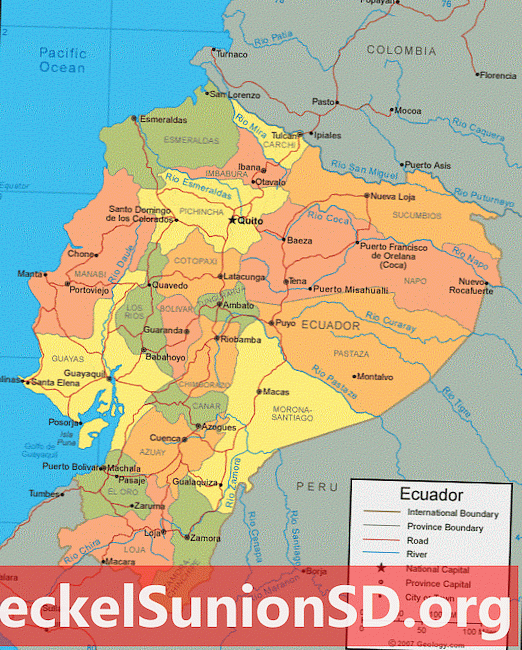 Zemljevid Ekvadorja in satelitska slika