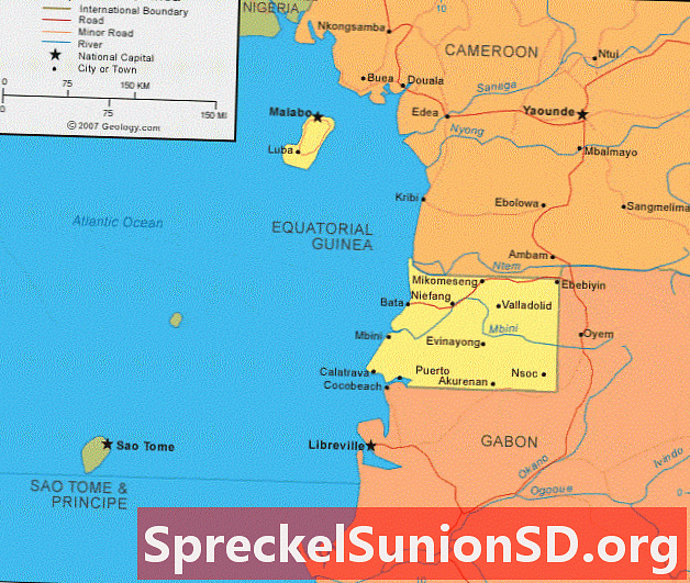 Карта Екваторијалне Гвинеје и сателитска слика