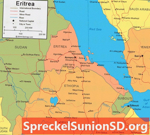 Mapa d'Eritrea i Imatge per satèl·lit