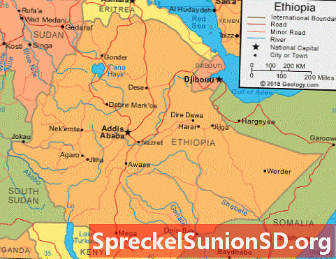 Etiopian kartta ja satelliittikuva