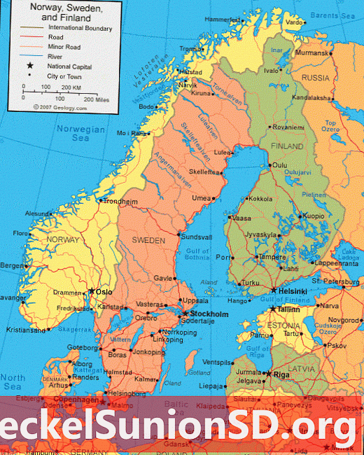 Zemljevid in satelitska slika Finske