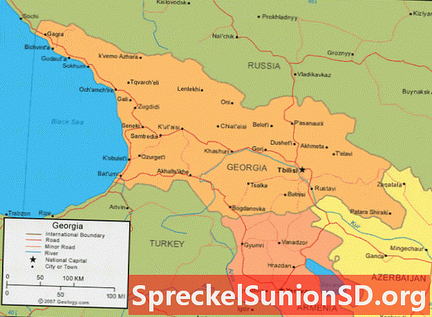 Mapa Gruzie a satelitní snímek