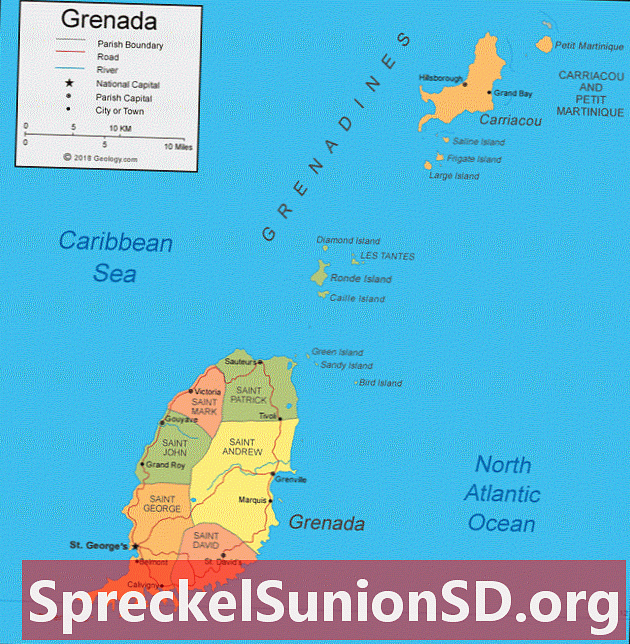 Grenados žemėlapis ir palydovinis vaizdas