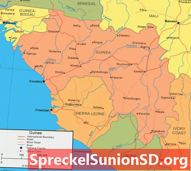 Mapa de Guinea e imagen de satélite