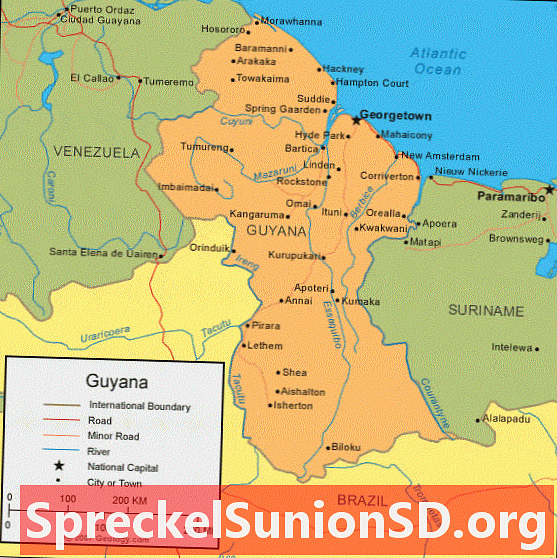 Карта Гвајане и сателитска слика