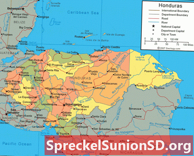 होंडुरास का नक्शा और सैटेलाइट इमेज