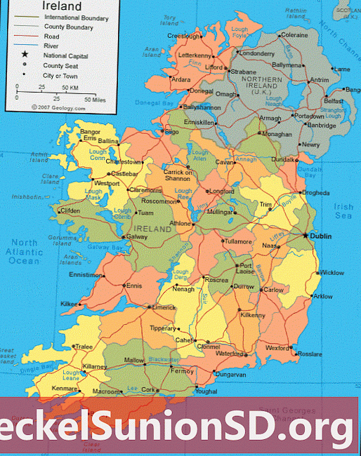 Airijos žemėlapis ir palydovinis vaizdas