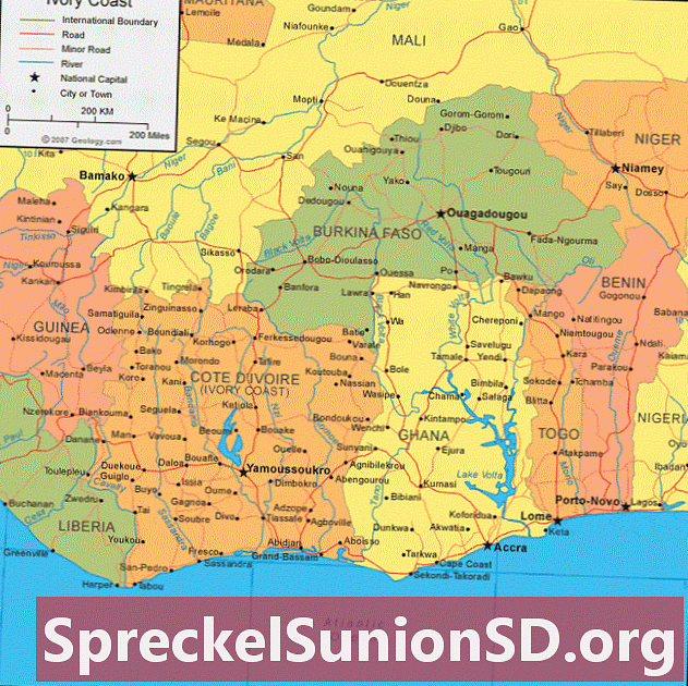 Karta Obale Slonovače i satelitska slika