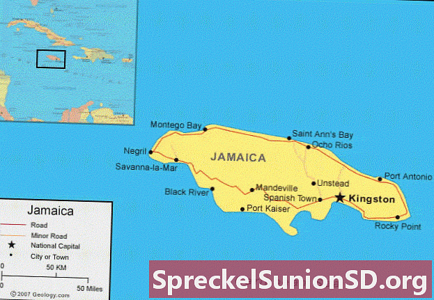Jamaikos žemėlapis ir palydovinis vaizdas