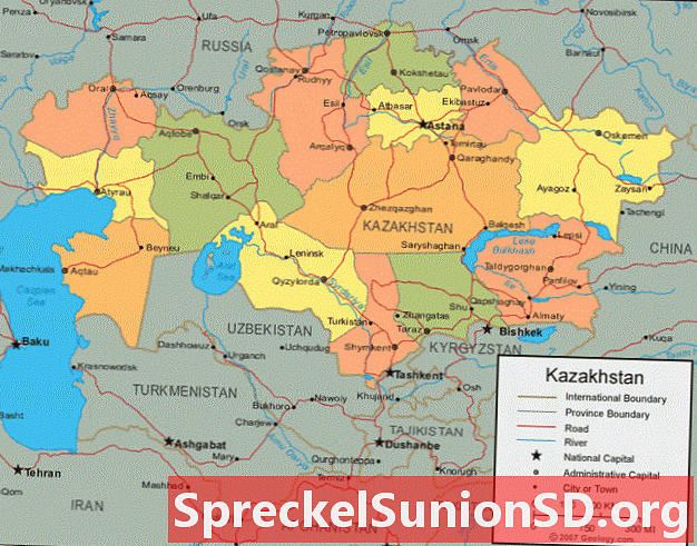 Kazahstanski zemljevid in satelitska slika