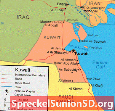 Карта на Кувейт и сателитно изображение