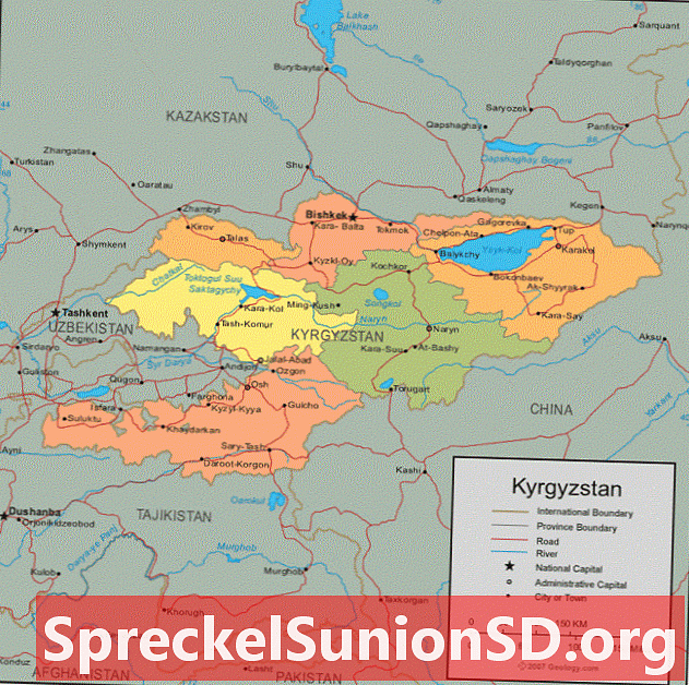 Zemljevid Kirgizije in satelitski posnetek