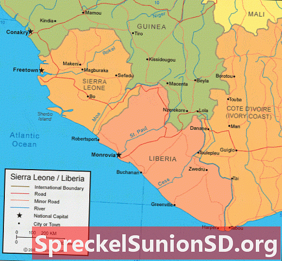 Liberijos žemėlapis ir palydovinis vaizdas