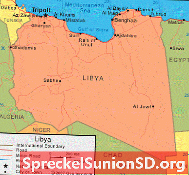 Libijos žemėlapis ir palydovinis vaizdas