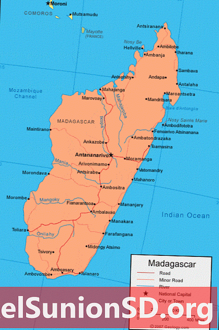 Mapa de Madagáscar e imagem de satélite