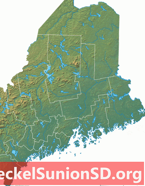 Mapa físico de Maine