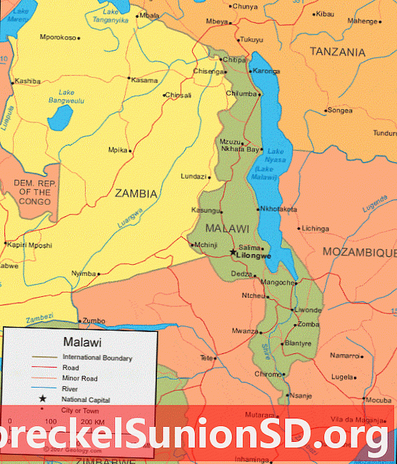 Malawi kort og satellitbillede