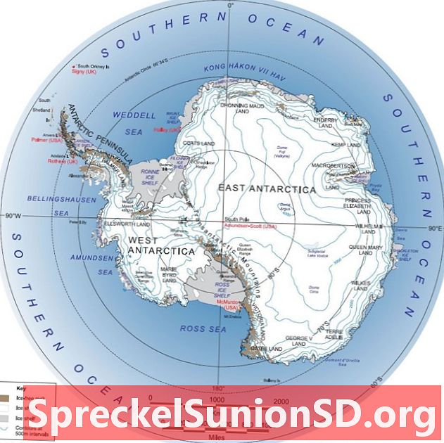 Kort over Antarktis og det sydlige Ocean