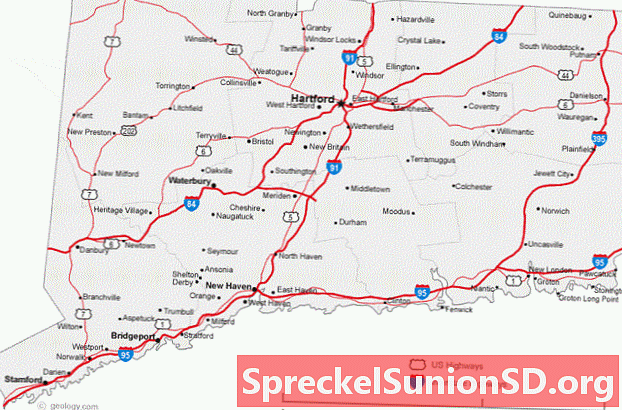 Karte der Städte und Straßen in Connecticut