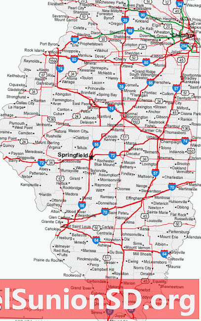 Mappa delle città e strade dell'Illinois