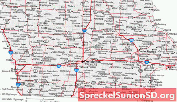 Mapa Iowa měst a silnic