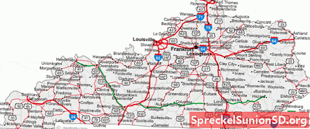 ケンタッキー州の都市と道路の地図