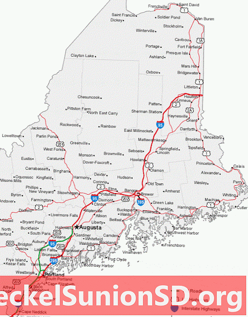 Karta över Maine städer och vägar