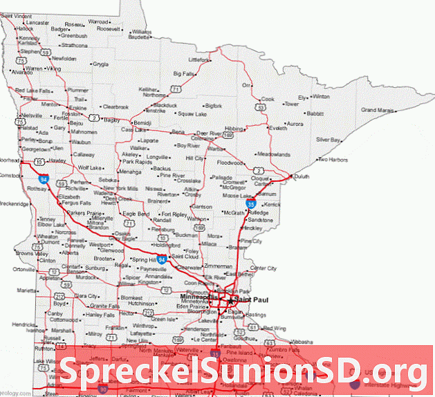 Carte des villes et des routes du Minnesota