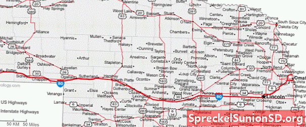 Zemljevid mest in cest Nebraske