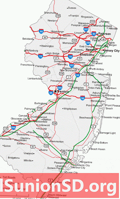 Bản đồ các thành phố và con đường ở New Jersey
