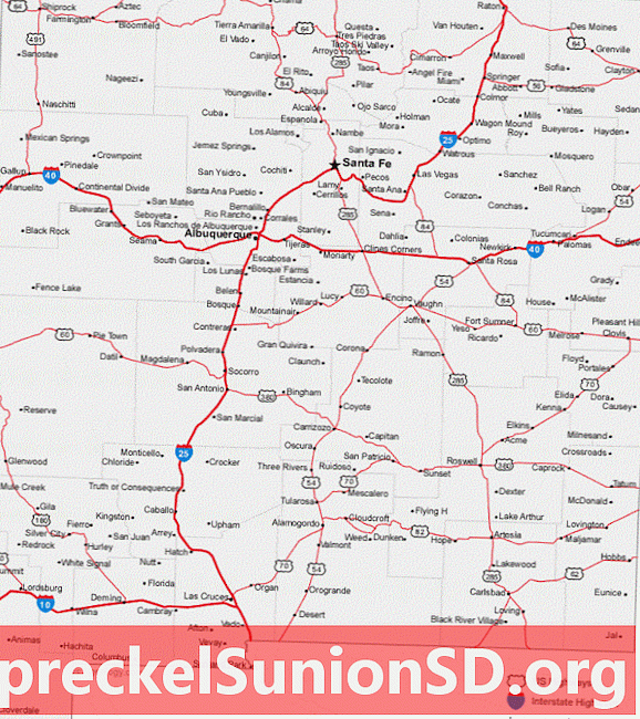Zemljevid mest in cest New Mexico