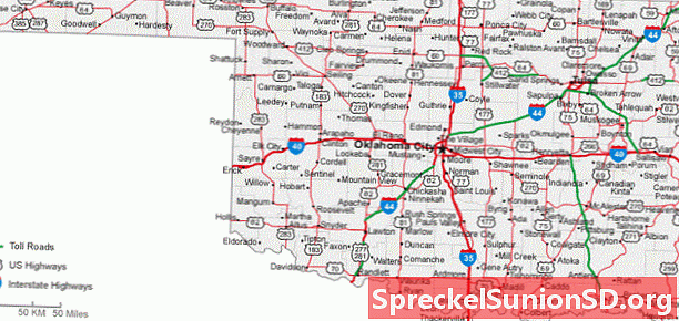 Карта городов и дорог Оклахомы