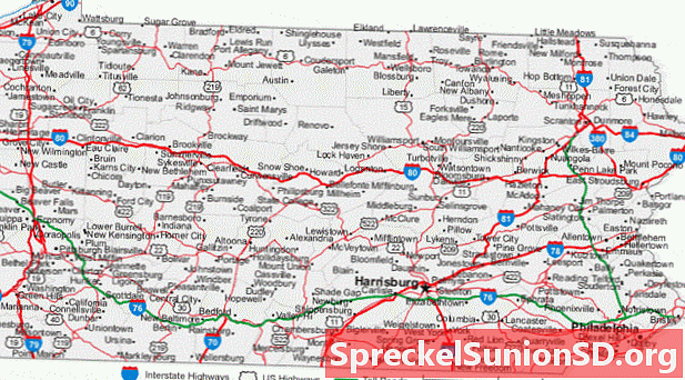 Harta orașelor și drumurilor din Pennsylvania