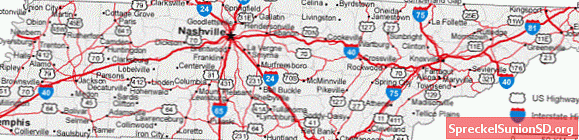 Mapa měst a silnic Tennessee