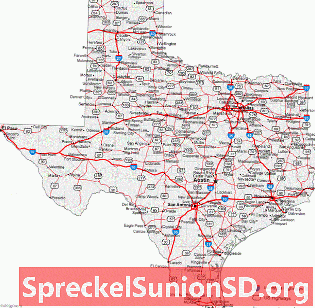 Mapa de ciutats i carreteres de Texas
