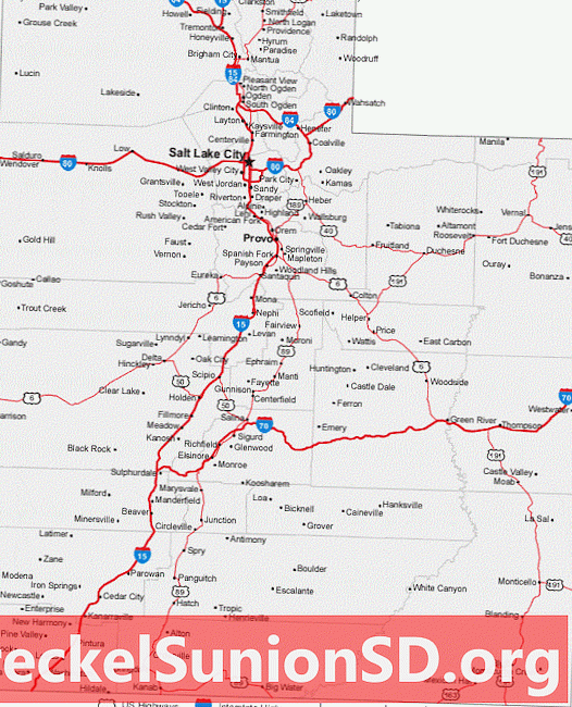 Karte von Utah-Städten und -straßen